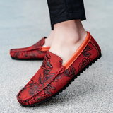 Heiko | Leren loafers met bloemenreliëf