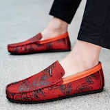 Heiko | Leren loafers met bloemenreliëf