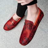 Heiko | Leren loafers met bloemenreliëf