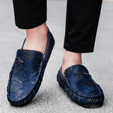 Heiko | Leren loafers met bloemenreliëf