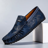 Heiko | Leren loafers met bloemenreliëf