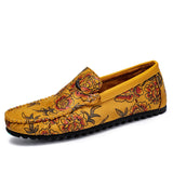 Heiko | Leren loafers met bloemenreliëf