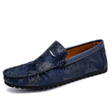 Heiko | Leren loafers met bloemenreliëf