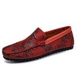 Heiko | Leren loafers met bloemenreliëf