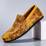 Heiko | Leren loafers met bloemenreliëf