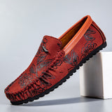 Heiko | Leren loafers met bloemenreliëf