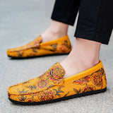 Heiko | Leren loafers met bloemenreliëf