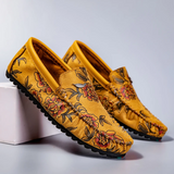 Heiko | Leren loafers met bloemenreliëf
