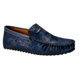 Heiko | Leren loafers met bloemenreliëf