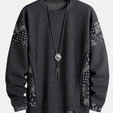 Hein | Sweater met paisleypanelen en wafelstructuur
