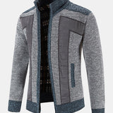 Hein | Trui met rits en patchwork van imitatiesuède