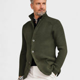 Elbert | Marineblauw ribgebreid vest met knopen