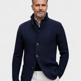 Elbert | Marineblauw ribgebreid vest met knopen