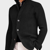 Elbert | Marineblauw ribgebreid vest met knopen
