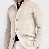 Elbert | Marineblauw ribgebreid vest met knopen