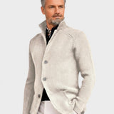 Elbert | Marineblauw ribgebreid vest met knopen