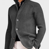 Elbert | Marineblauw ribgebreid vest met knopen