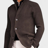 Elbert | Marineblauw ribgebreid vest met knopen