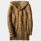 Ype | Bruin gebreid vest met capuchon