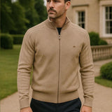 Wiebe | Taupe gebreid vest met rits