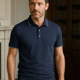 Joachim | Marineblauwe polo met klassieke kraag