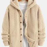 Job | Teddyfleece jas met capuchon en knopen