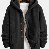 Job | Teddyfleece jas met capuchon en knopen