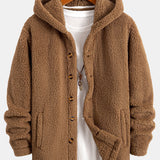 Job | Teddyfleece jas met capuchon en knopen