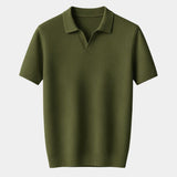 Jonas | Marineblauwe polo met open kraag