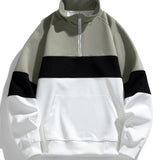 Jurre | Sweater met kleurvlakken, hoge kraag en korte rits