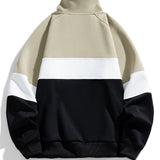 Jurre | Sweater met kleurvlakken, hoge kraag en korte rits
