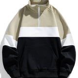 Jurre | Sweater met kleurvlakken, hoge kraag en korte rits