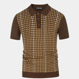 Kasper | Bruine gebreide polo met dessin