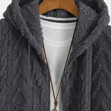 Klaas | Teddyhoodie met geometrisch jacquarddessin en ritssluiting