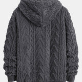 Klaas | Teddyhoodie met geometrisch jacquarddessin en ritssluiting