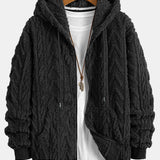 Klaas | Teddyhoodie met geometrisch jacquarddessin en ritssluiting