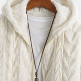 Klaas | Teddyhoodie met geometrisch jacquarddessin en ritssluiting