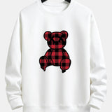 Koen | Sweater met rode geruite beerprint en relaxte pasvorm