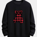 Koen | Sweater met rode geruite beerprint en relaxte pasvorm