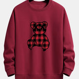 Koen | Sweater met rode geruite beerprint en relaxte pasvorm