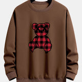 Koen | Sweater met rode geruite beerprint en relaxte pasvorm