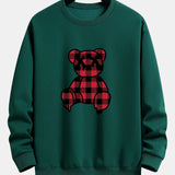Koen | Sweater met rode geruite beerprint en relaxte pasvorm