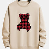 Koen | Sweater met rode geruite beerprint en relaxte pasvorm