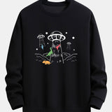 Krijn | Sweater met dinosaurus- en ruimteschipprint en relaxte pasvorm