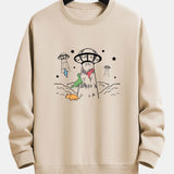 Krijn | Sweater met dinosaurus- en ruimteschipprint en relaxte pasvorm