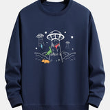 Krijn | Sweater met dinosaurus- en ruimteschipprint en relaxte pasvorm