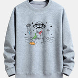 Krijn | Sweater met dinosaurus- en ruimteschipprint en relaxte pasvorm