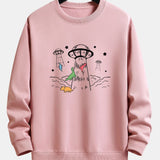 Krijn | Sweater met dinosaurus- en ruimteschipprint en relaxte pasvorm