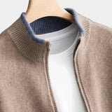 Wilbert | Taupe open gebreid vest