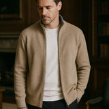 Wilbert | Taupe open gebreid vest